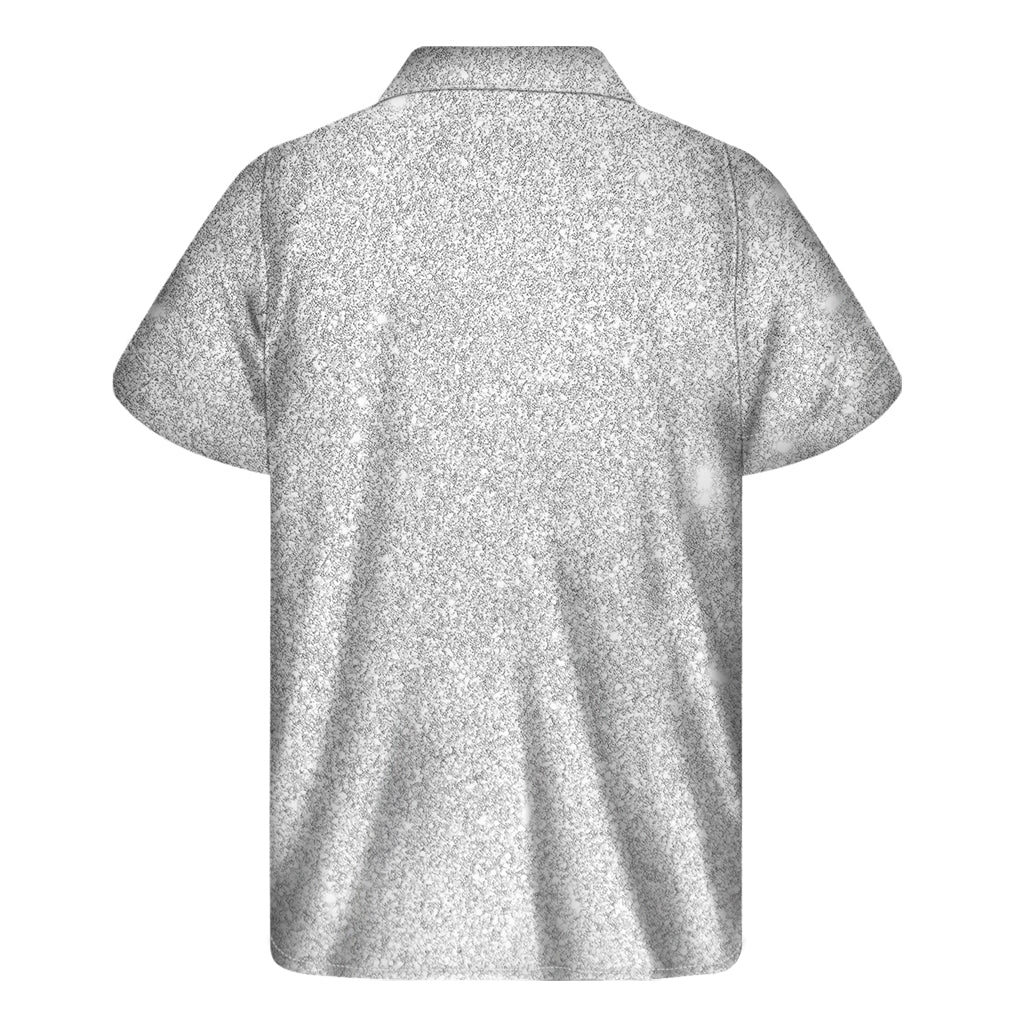 Hawaiian Breeze: Bright Silver Glitter Print Short Sleeve Shirt - 2