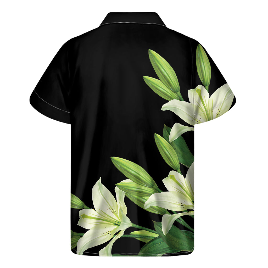 Island Breeze: Lily Floral Print Hawaiian Short Sleeve Shirt - 2