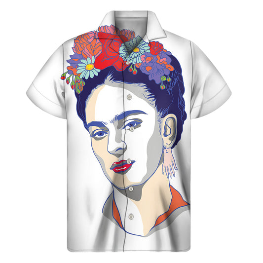 Magdalena Carmen Frida Kahlo Print Hawaiian Short Sleeve Shirt - 1