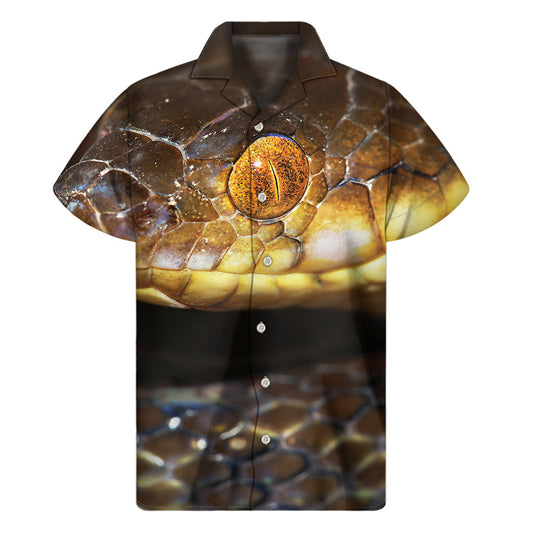 Malagasy Cat-Eyed Snake Print Hawaiian Short Sleeve Shirt - 1