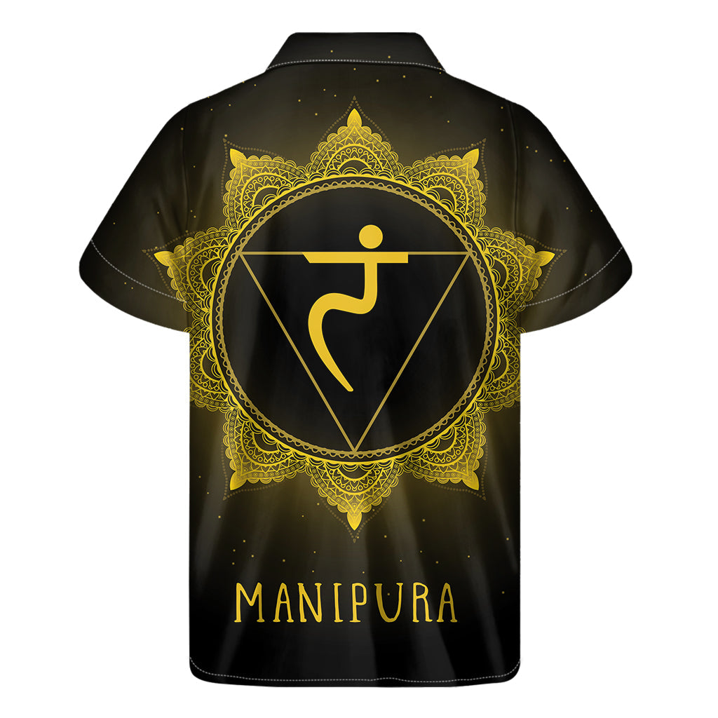 Sunset Vibes: Hawaiian Short Sleeve Shirt with Manipura Chakra Symbol - 2