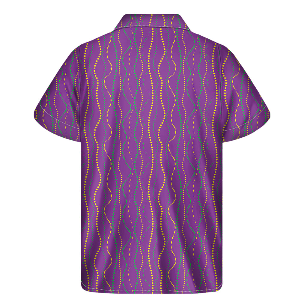 Mardi Gras Dot Pattern Hawaiian Short Sleeve Shirt - 2