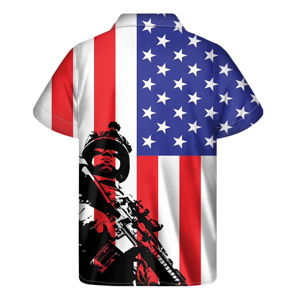 Hawaiian Aloha Shirt: Military American Flag Print - 2
