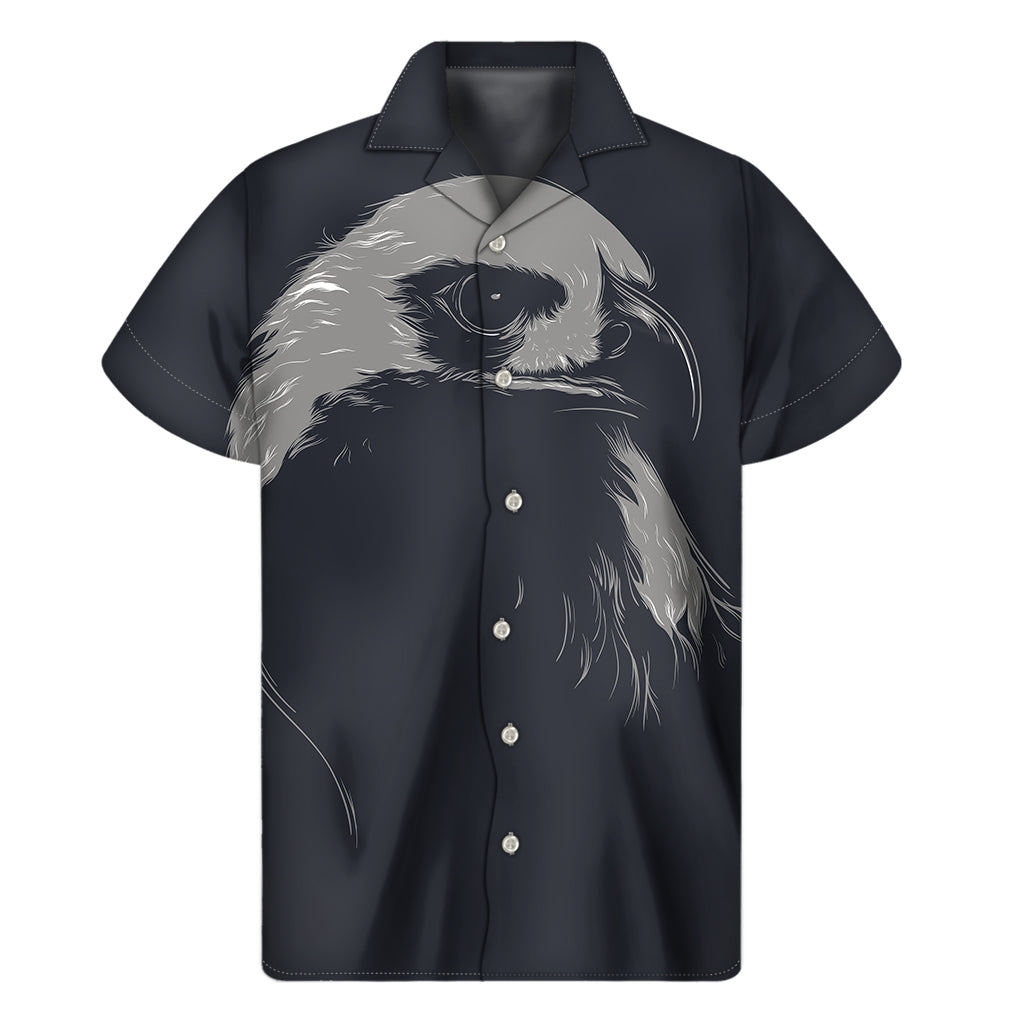 Hawaiian Monochrome Eagle Print Short Sleeve Shirt - A Stylish Addition to Your Island Wardrobe - 1