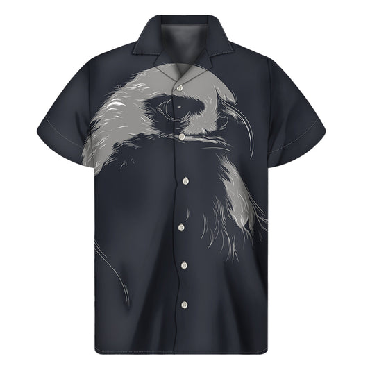 Hawaiian Monochrome Eagle Print Short Sleeve Shirt - A Stylish Addition to Your Island Wardrobe - 1