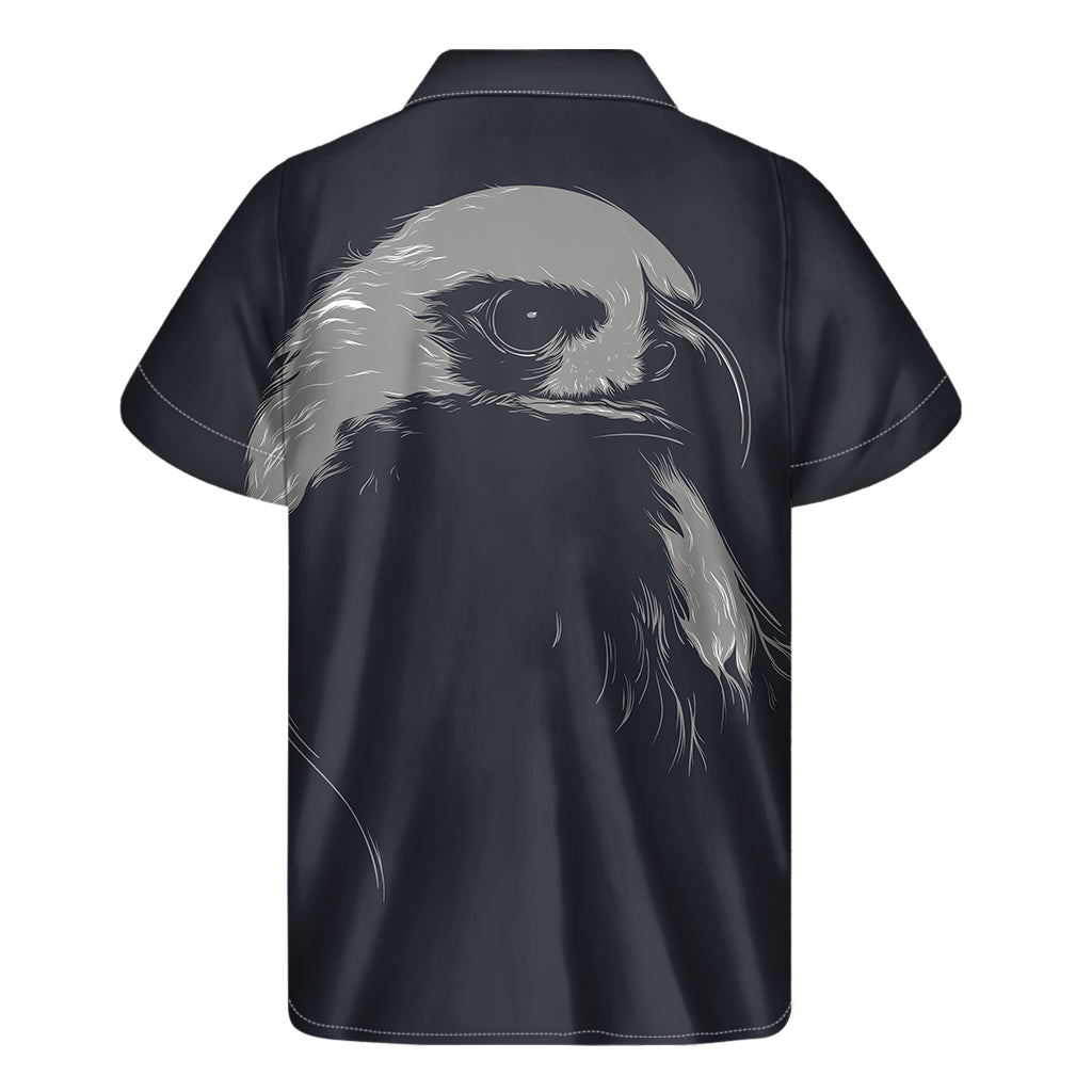 Hawaiian Monochrome Eagle Print Short Sleeve Shirt - A Stylish Addition to Your Island Wardrobe - 2