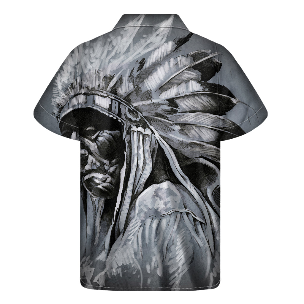 Monochrome Hawaiian Hula Girl Print Men's Short Sleeve Hawaiian Shirt - 2