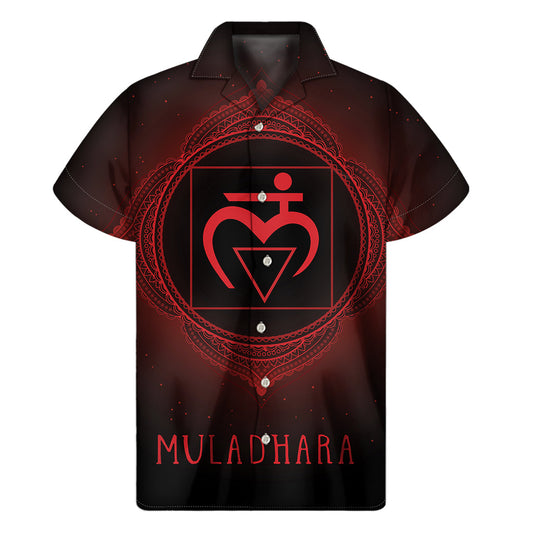 Pacific Paradise: Muladhara Chakra Symbol Hawaiian Short Sleeve Shirt - 1