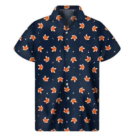 Orange Fox Hawaiian Short Sleeve Shirt - 1