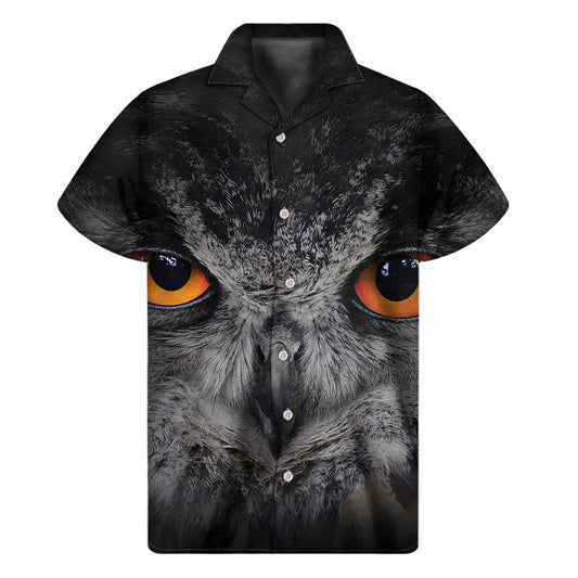 Owl Eyes Aloha: Hawaiian Short Sleeve Shirt - 1