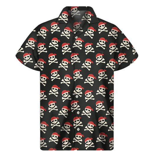 Pirate Skull Hawaiian Print Short Sleeve Shirt - 1