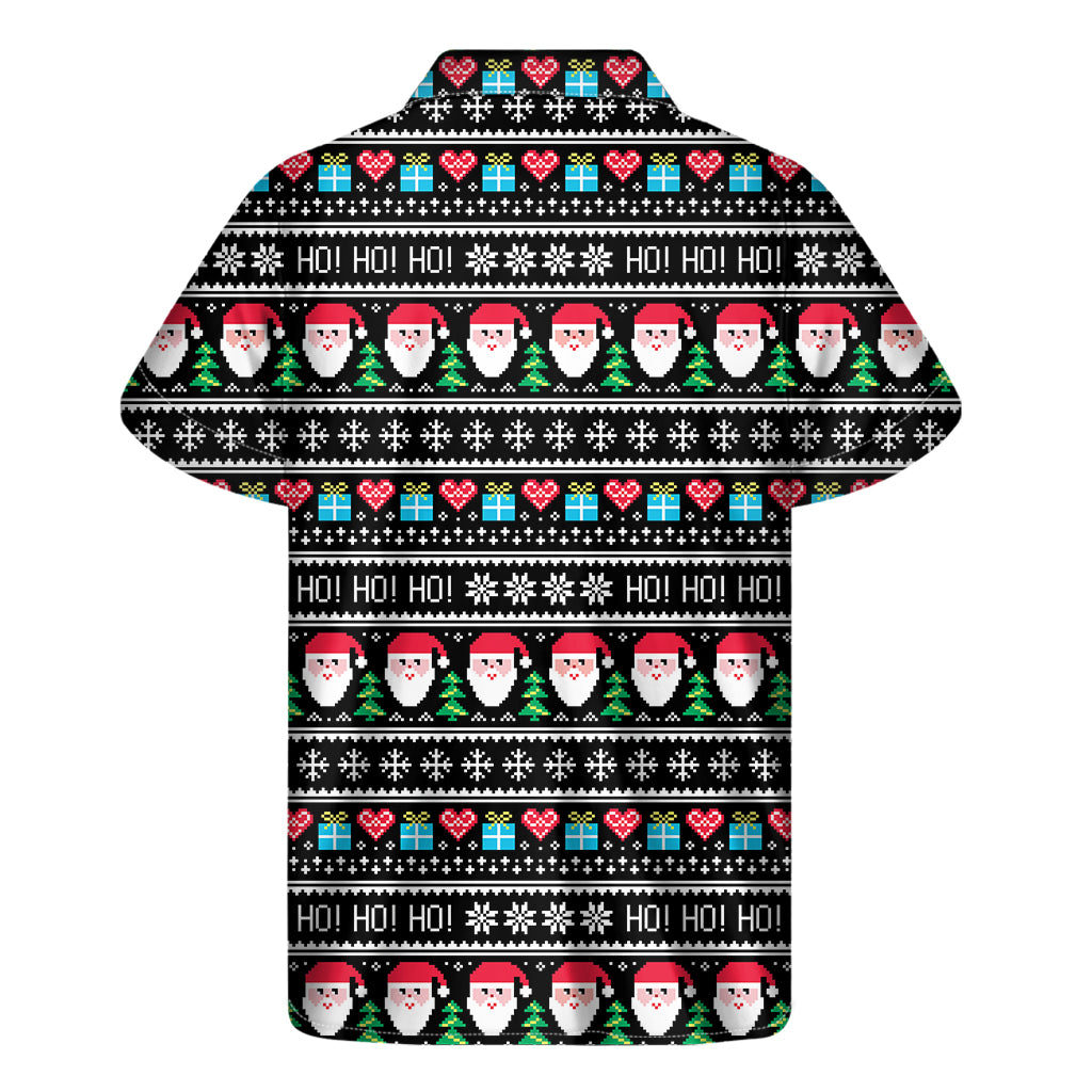 Pixel Christmas Santa Claus Print Hawaiian Short Sleeve Shirt - 2