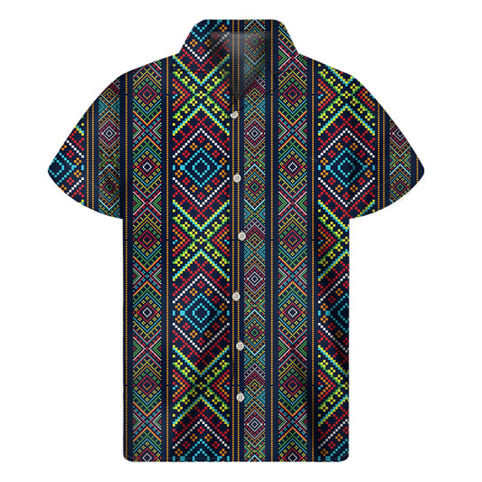 Pixel Hawaiian Vibes: Men's Short Sleeve Hawaiian Shirt - 1