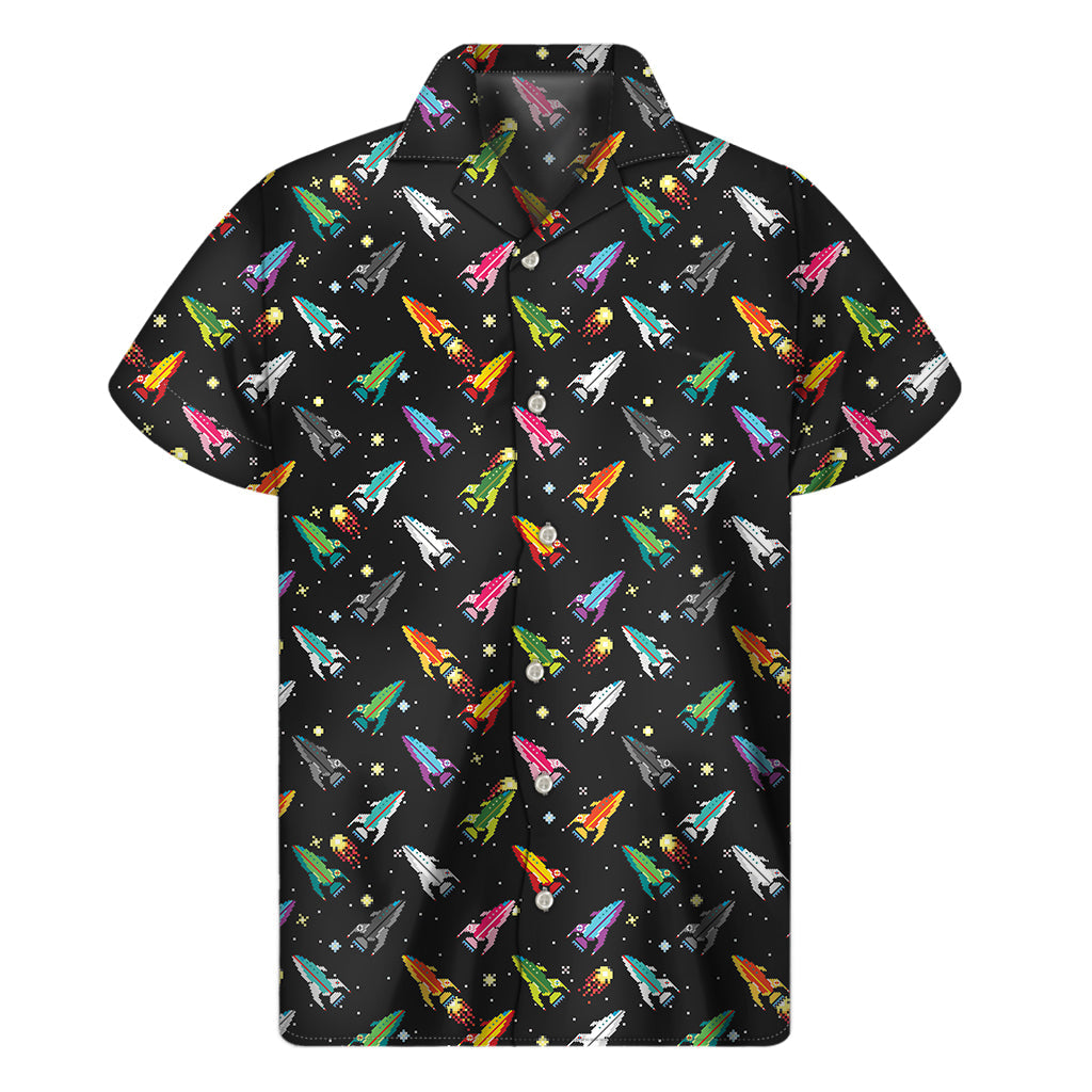 Pixel Spaceships Hawaiian Aloha Shirt - 1