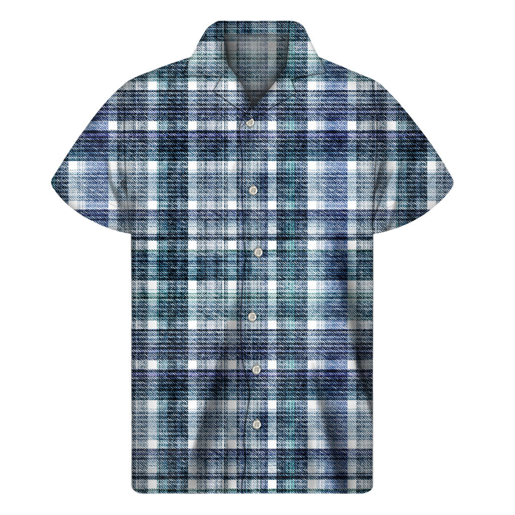 Island Style: Plaid Denim Jeans Pattern Hawaiian Short Sleeve Shirt - 1