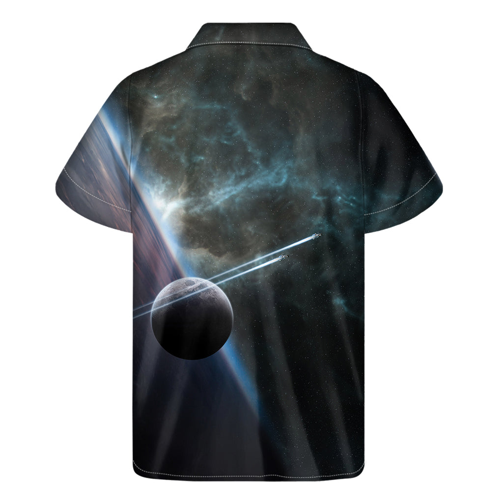 Island Vibes: Hawaiian Short Sleeve Shirt with Planet and Space Print - 2