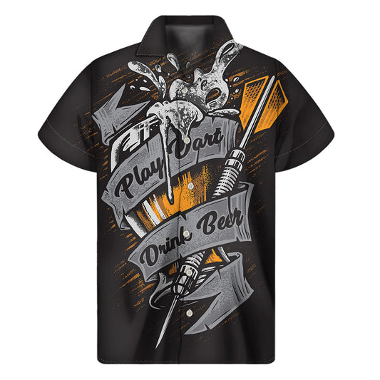 Get the Party Started in our Play Dart Drink Beer Hawaiian Short Sleeve Shirt - 1