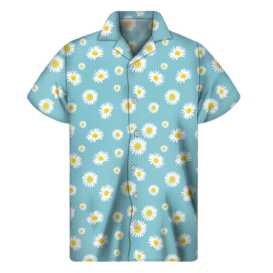 Polka Dot Daisy: Men's Hawaiian Short Sleeve Shirt - 1