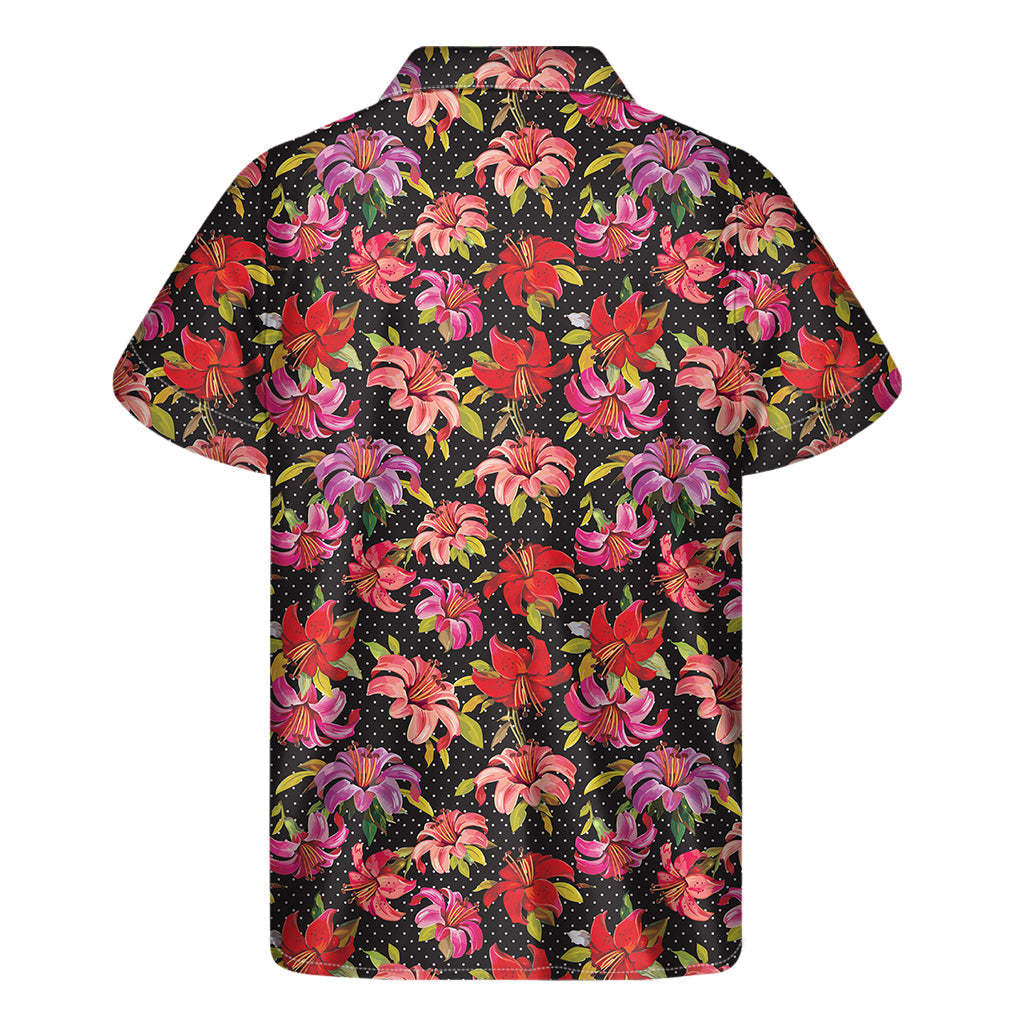 Polka Dot Lily Hawaiian Print Short Sleeve Shirt - 2