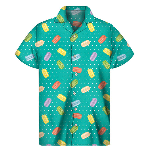 Polka Dot Macaron Hawaiian Print Short Sleeve Shirt - 1