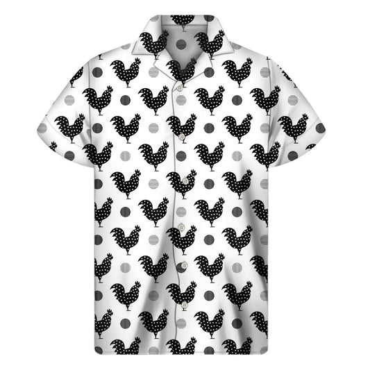 Hawaiian Rooster Polka Dot Print Short Sleeve Shirt - 1
