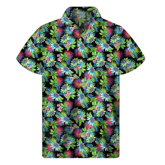 Psychedelic Hawaiian Flower Print Short Sleeve Shirt - Embrace the Aloha Spirit! - 1