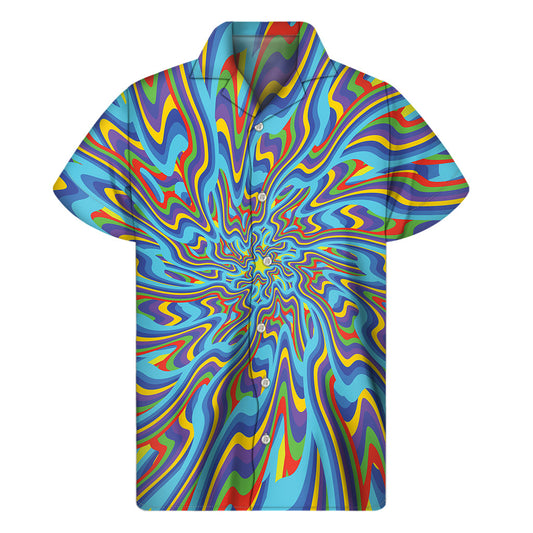 Island Vibes: Psychedelic Print Hawaiian Short Sleeve Shirt - 1