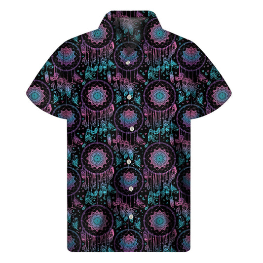 Tropical Vibes: Purple and Blue Dream Catcher Hawaiian Outfit Shirt - 1