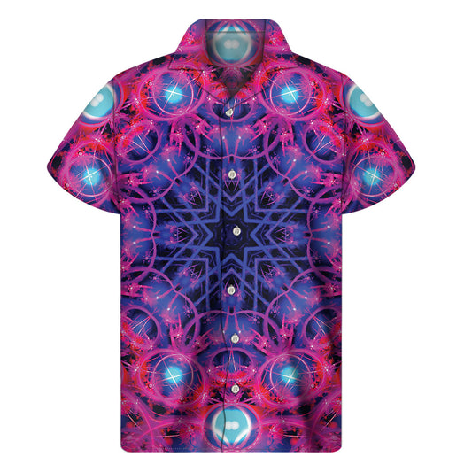 Vibrant Purple and Blue Mandala Hawaiian Shirt - 1