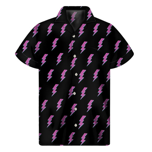 Purple and Teal Lightning Hawaiian Short Sleeve Shirt - 1