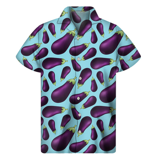 Island Breeze: Purple Eggplant Hawaiian Short Sleeve Shirt - 1