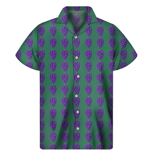 Island Vibes: Purple Grape Pattern Hawaiian Short Sleeve Shirt - 1