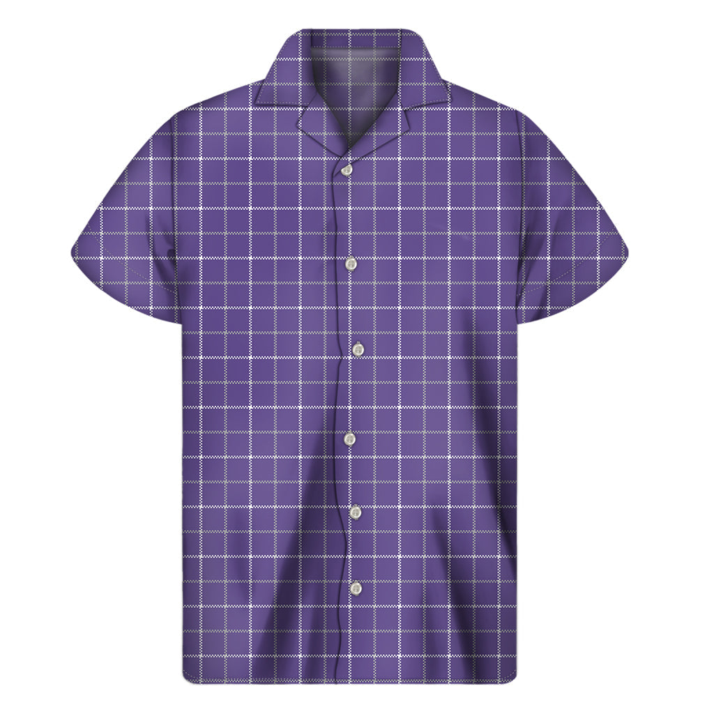 Tropical Tattersall: Hawaiian Short Sleeve Shirt in Purple, Grey, and White - 1