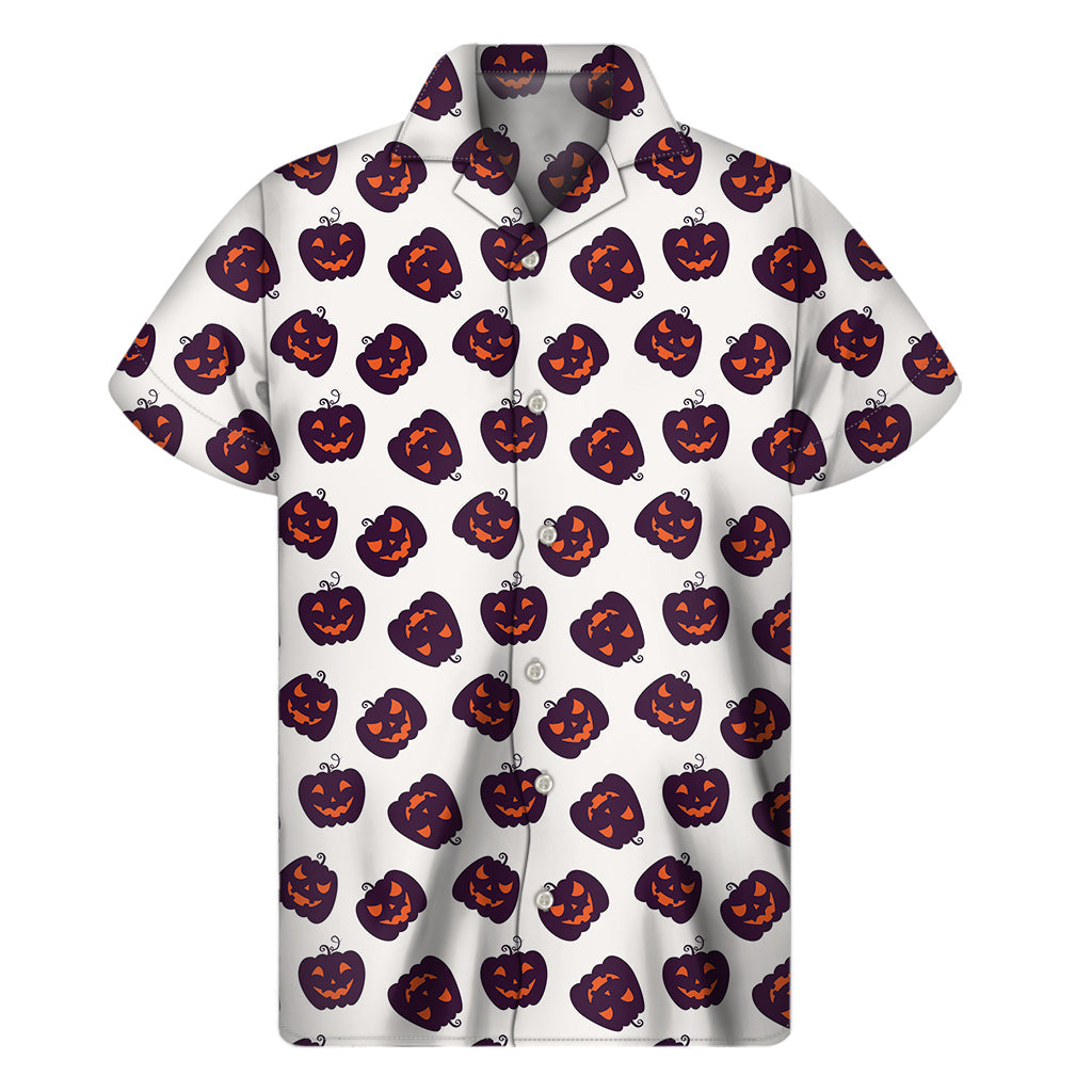 Purple Pumpkin Aloha: Men's Hawaiian Short Sleeve Shirt - 1
