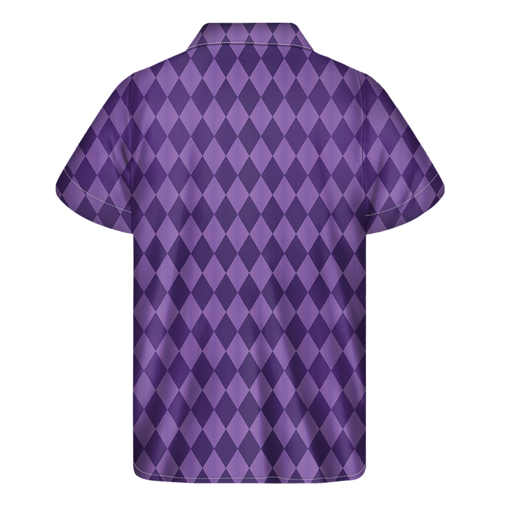 Purple Harlequin Pattern Hawaiian Short Sleeve Shirt - 2