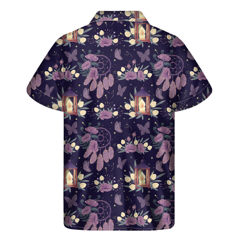 Island Dreamer: Hawaiian Short Sleeve Shirt in Purple Indian Dream Catcher Print - 2