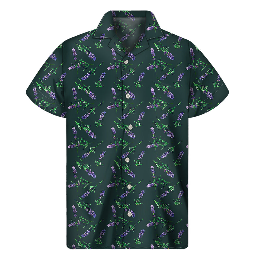Lavender Patterned Hawaiian Short Sleeve Shirt - 1