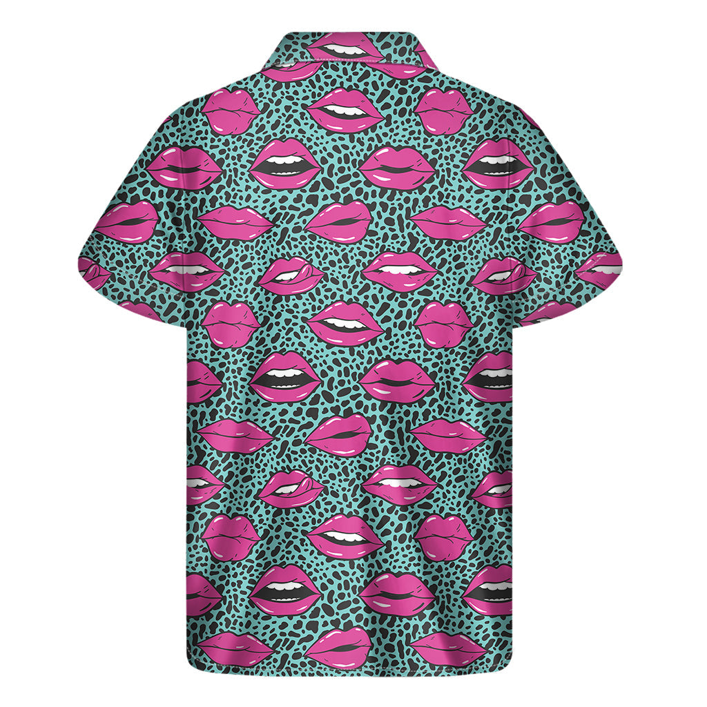 Purple Lips Hawaiian Print Short Sleeve Shirt - 2