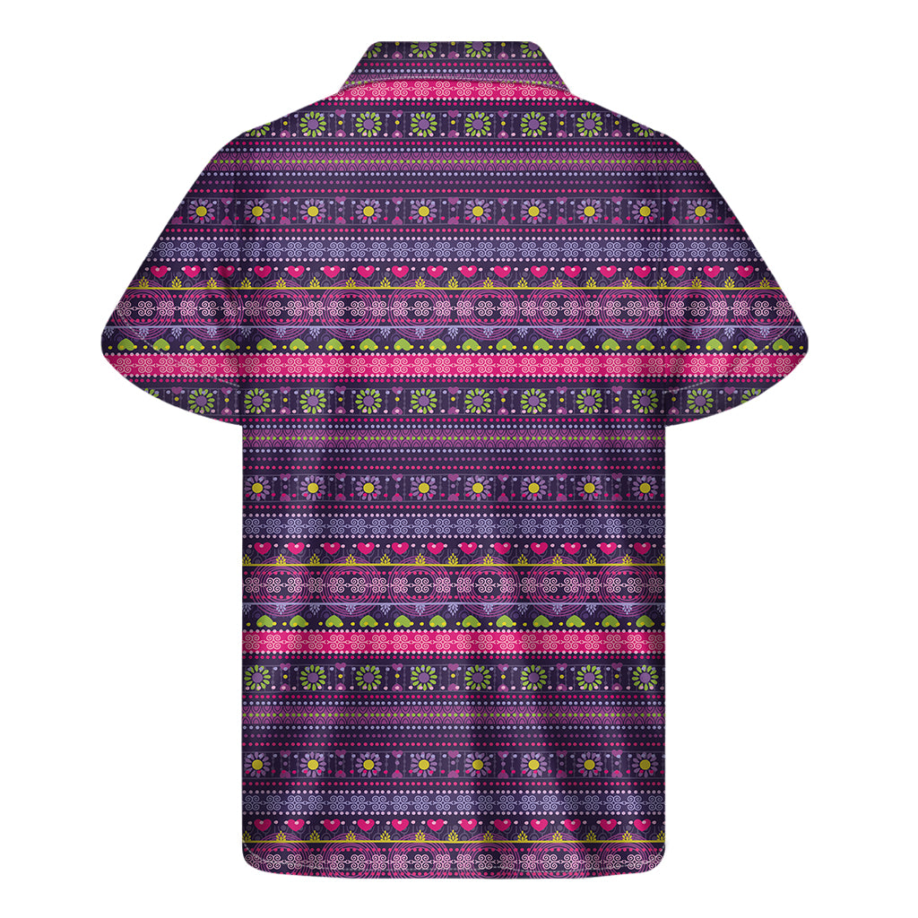 Purple Native Tribal Pattern Hawaiian Short Sleeve Shirt - 2