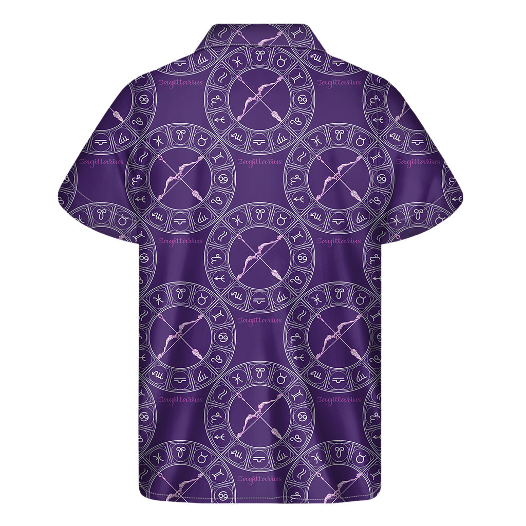 Purple Sagittarius Hawaiian Print Men's Short Sleeve Shirt - 2