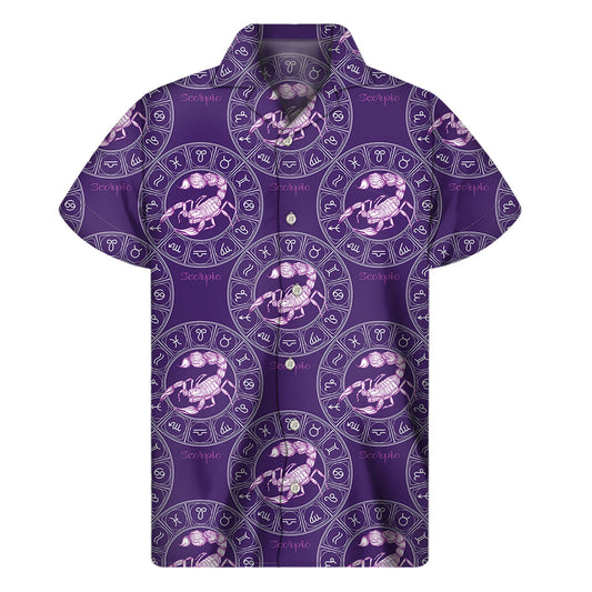 Purple Scorpio Zodiac Hawaiian Shirt for Men - 1