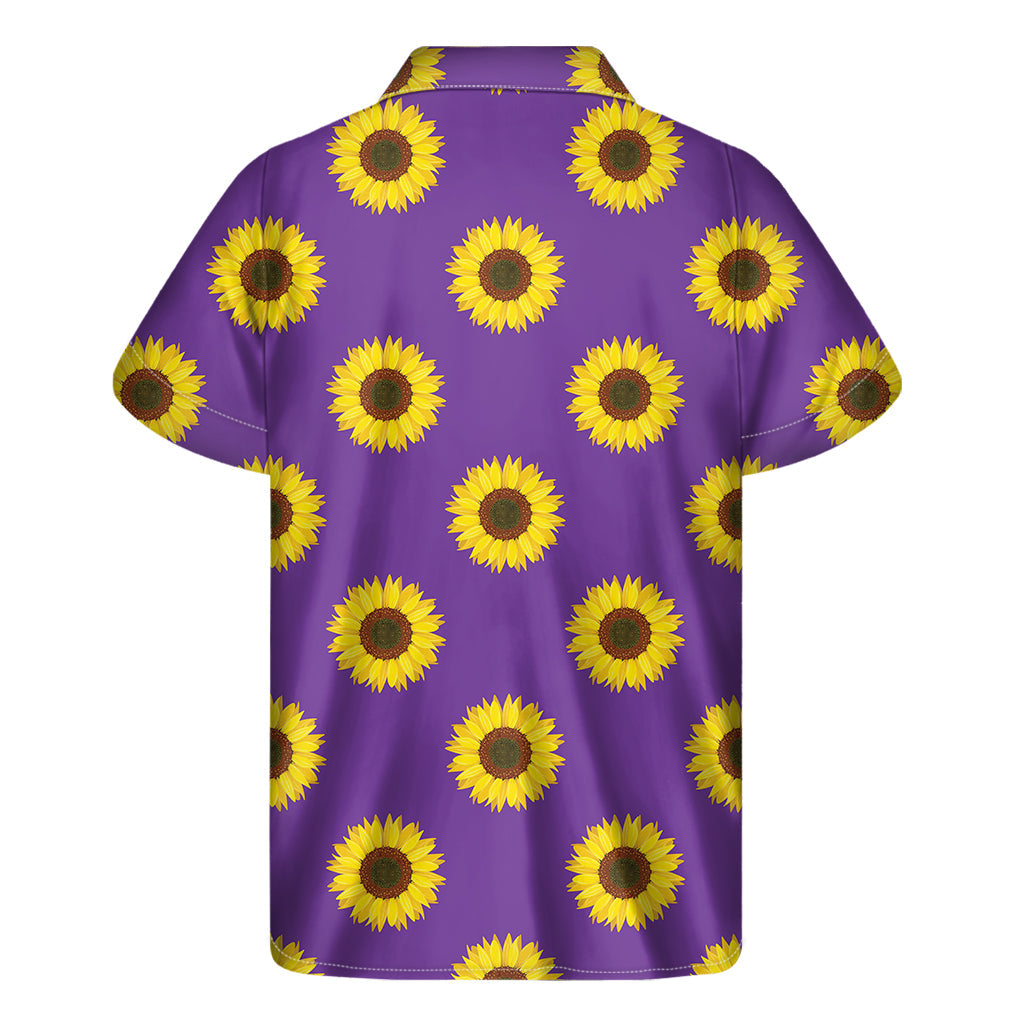 Purple Sunflower Paradise: Men's Hawaiian Short Sleeve Shirt - 2