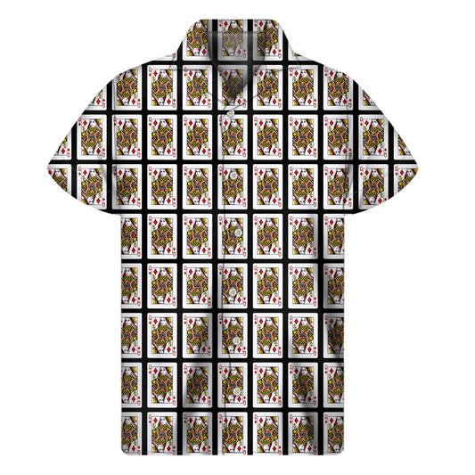 Royal Hawaiian Vibes: Queen of Diamonds Pattern Short Sleeve Shirt - 1