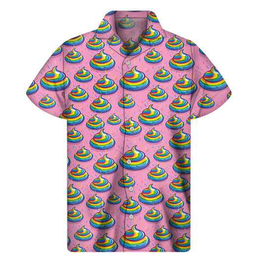 Tropical Vibes: Rainbow Poop Hawaiian Short Sleeve Shirt - 1