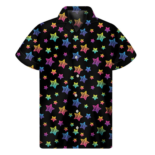 Rainbow Stars Hawaiian Short Sleeve Shirt - 1