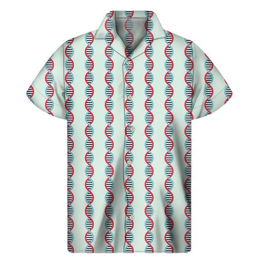 Red and Blue DNA Pattern Hawaiian Short Sleeve Shirt - 1