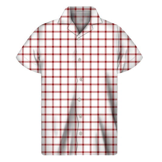Red and White Tattersall Pattern Hawaiian Shirt - 1