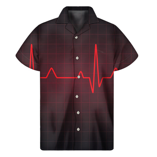Island Vibes Red Heartbeat Hawaiian Short Sleeve Shirt - 1