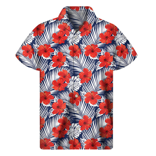 Red Hibiscus Hawaiian Short Sleeve Shirt: Embrace the Aloha Spirit in Style - 1