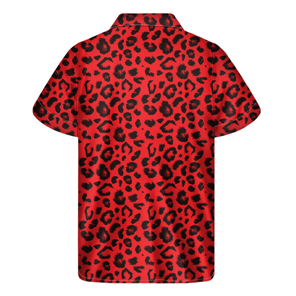 Red Leopard Print Hawaiian Short Sleeve Shirt for a Tropical Twist - 2